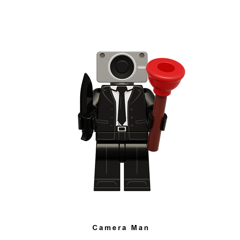 Skibidi Toilet Camera Man, Lego-compatible Building Block Minifigures, 4 Pcs Collection