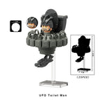 Skibidi Toilet Ufo Toilet Man, Lego-compatible Building Block Minifigures, 4 Pcs Collection