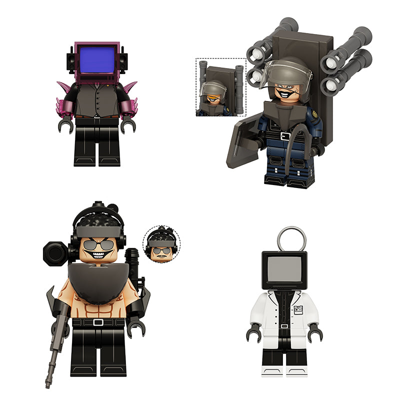 Skibidi Toilet Series 17 minifigure set Energized TV Man, SWAT Mutant, Upgraded Berserker LEGO-compatible building block toys | 4-piece set