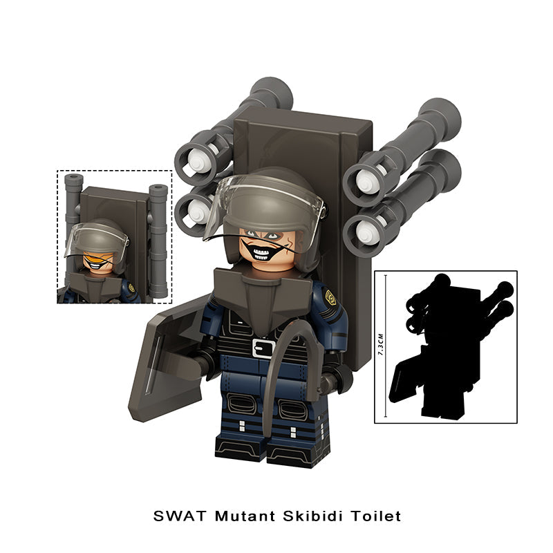 SWAT Mutant Skibidi Toilet Skibidi Mutant LEGO-compatible minifigure | custom brick minifigures