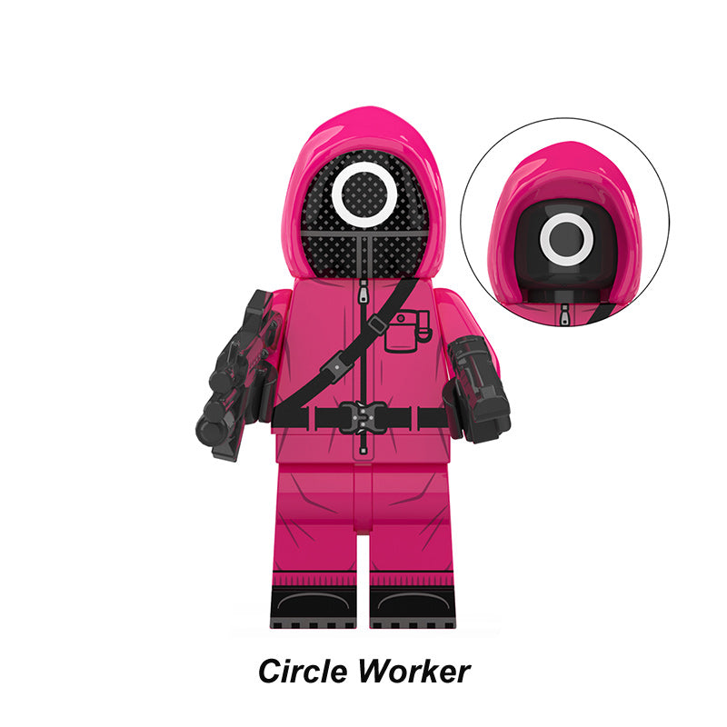 Squid Game Circle Worker, Lego-compatible Building Block Minifigures, 9 Pcs Collection