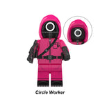 Squid Game Circle Worker, Lego-compatible Building Block Minifigures, 9 Pcs Collection