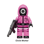 Squid Game Circle Worker, Lego-compatible Building Block Minifigures, 8 Pcs Collection