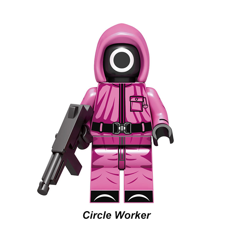 Squid Game Circle Worker, Lego-compatible Building Block Minifigures, 8 Pcs Collection
