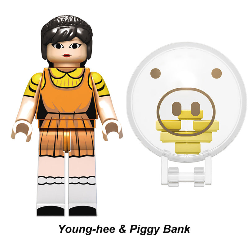 Squid Game Young Hee Red Light Doll, Lego-compatible Building Block Minifigures, 8 Pcs Collection