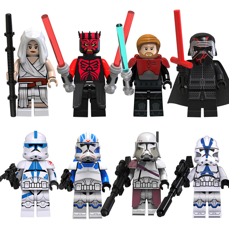 Star Wars minifigure set Darth Maul, Obi-Wan Kenobi, 501st Clone Trooper LEGO-compatible building block toys | 8-piece set