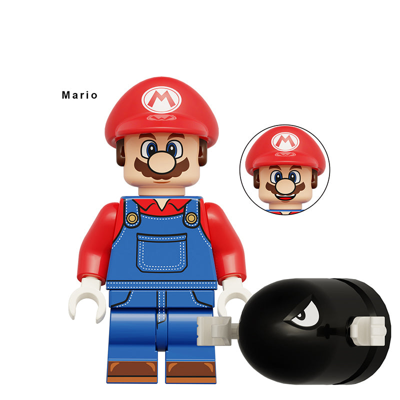 Super Mario Mario With Bullet Bill 2, Lego-compatible Building Block Minifigures, 8 Pcs Collection