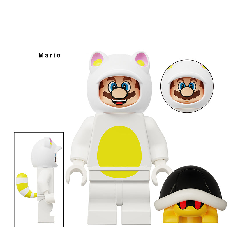 Super Mario Raccoon Mario, Lego-compatible Building Block Minifigures, 8 Pcs Collection