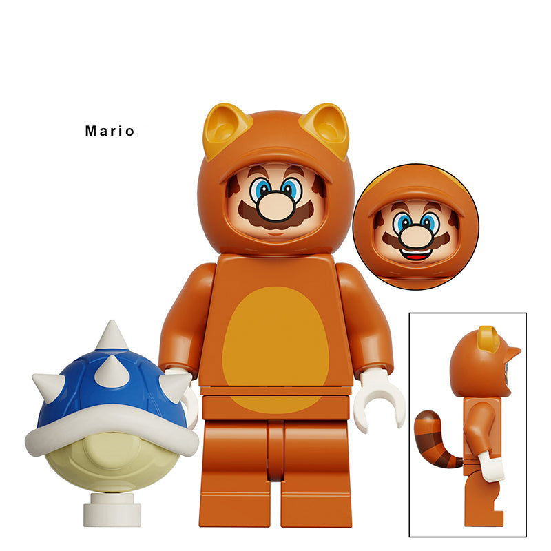 Super Mario White Tanooki Mario, Lego-compatible Building Block Minifigures, 8 Pcs Collection