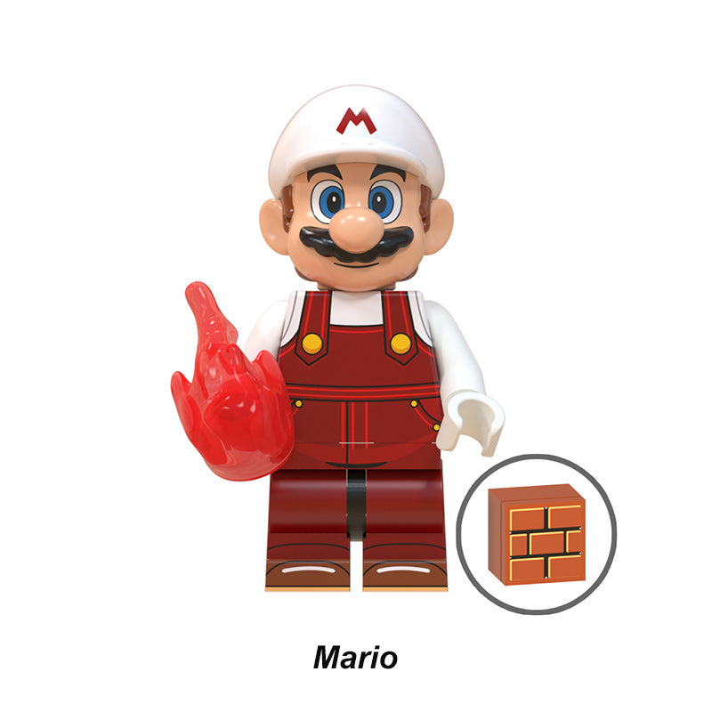 Super Mario Fire Mario, Lego-compatible Building Block Minifigures, 10 Pcs Collection