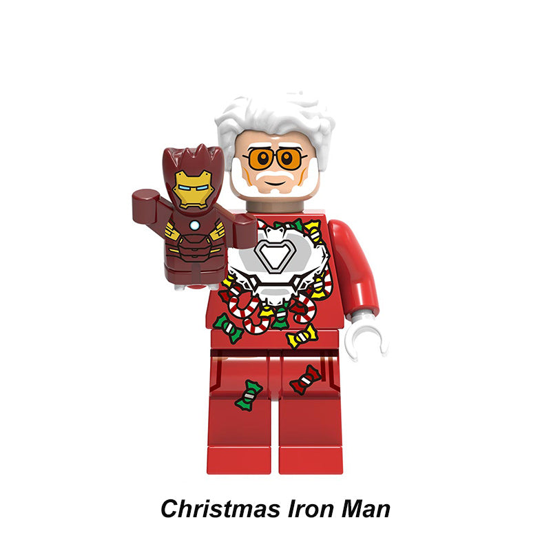 Christmas Iron Man Holiday Santa Suit LEGO-compatible minifigure | custom brick minifigures