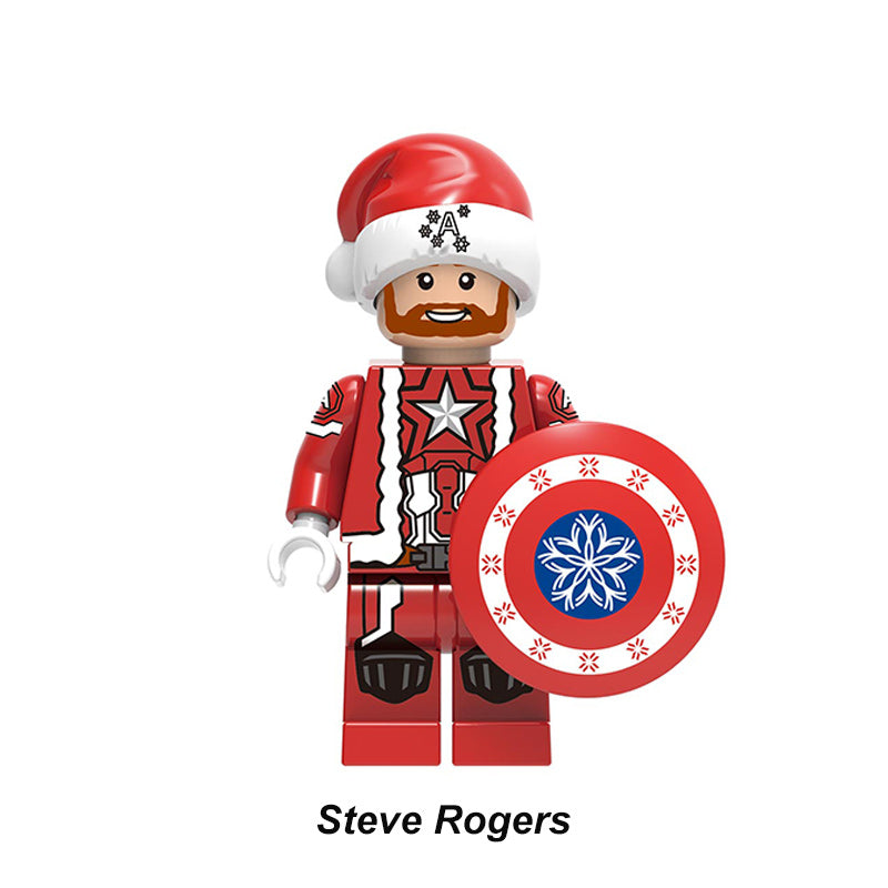 Christmas Steve Rogers Captain America Holiday LEGO-compatible minifigure | custom brick minifigures