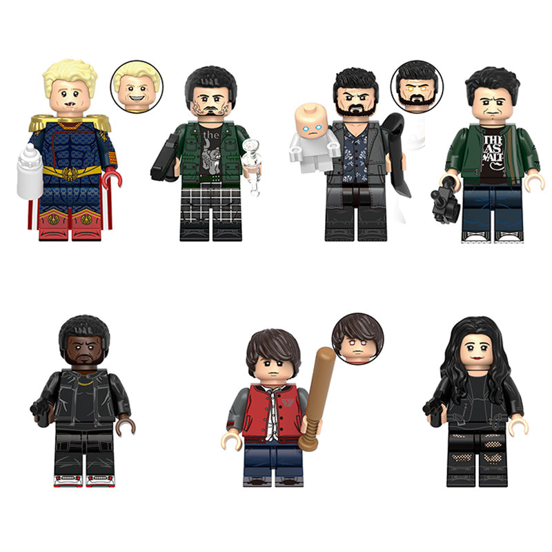 Superheroes minifigure set Homelander, Billy Butcher, Hughie Campbell LEGO-compatible building block toys | 7-piece set
