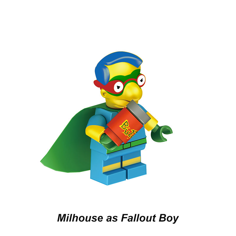 The Simpsons Milhouse As Fallout Boy, Lego-compatible Building Block Minifigures, 8 Pcs Collection