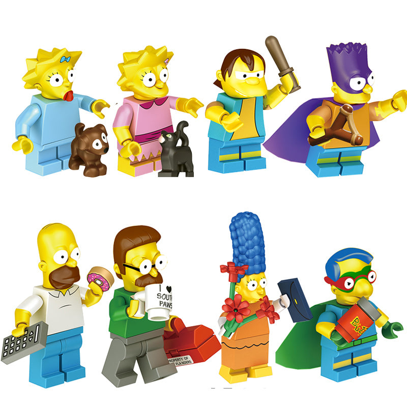 The Simpsons Homer Simpson Marge Simpson, Lego-compatible Building Block Minifigures, 8 Pcs Collection