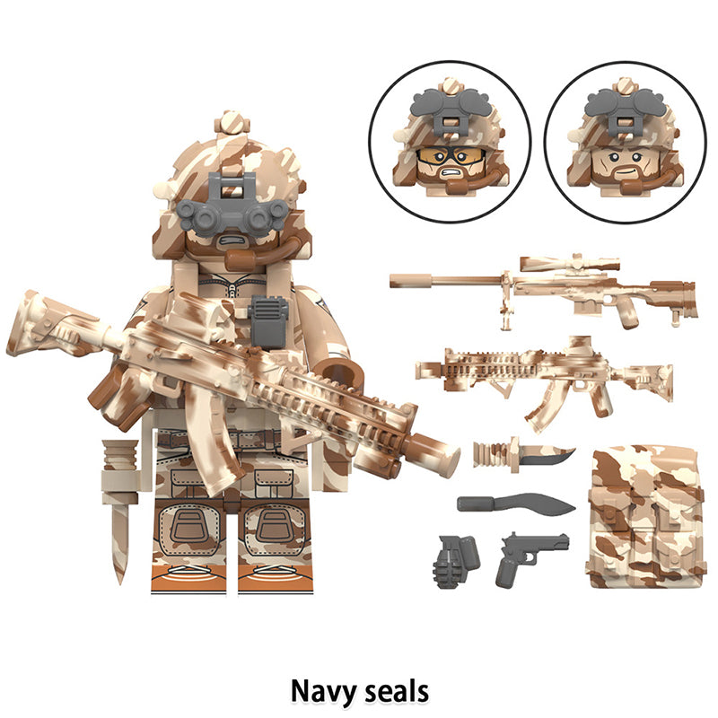 World War Ii Navy Seals, Lego-compatible Building Block Minifigures, 8 Pcs Collection