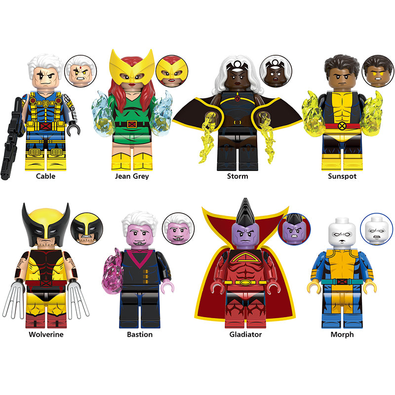 X Men Wolverine Cyclops, Lego-compatible Building Block Minifigures, 8 Pcs Collection